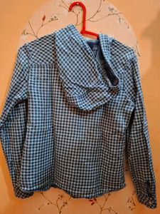 Blue Plaid Hooded Shirt