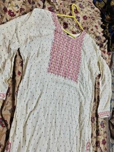 white kurta (pink embroidery)