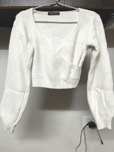 White Knit Crop Sweater🤩❤️
