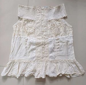 Boho Eyelet Lace Off-Shoulder Top