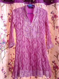 Short Kurti , Lilac Color , All Over Work, Pretty
