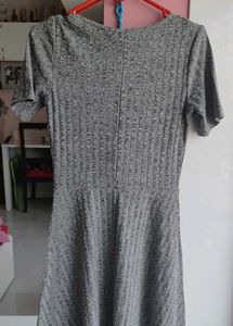 Grey Ribbed Fit &amp; Flare Dress