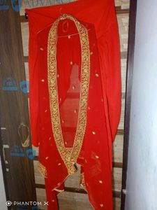 Stunning Red &amp; Gold Embroidered Kurta Set