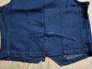 Denim Vest with Horse &amp; Cross Applique