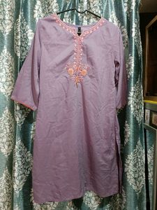 Purple Embroidered Kurta