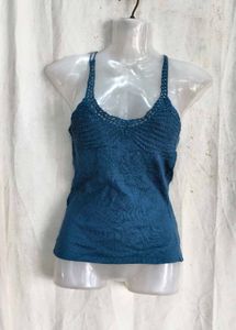 Teal Crocheted Strap Tank Top