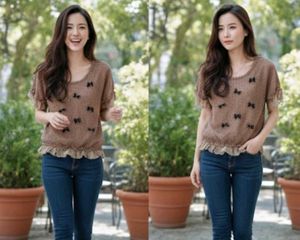 Cute Brown Top with Bows