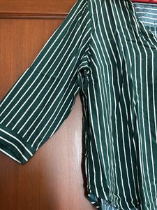 H&amp;M Bottle Green Striped Top