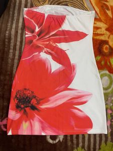 New Me Stunning Floral Print Strapless Dress