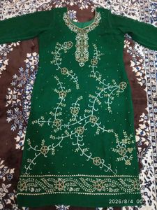 Green Embroidered Kurta Set