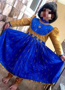 Rich Gold &amp; Blue gown (frock )with legging free na