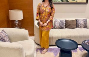 Mustard Yellow Embellished Cord Set