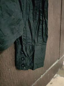 .Black Crushed Cotton Shirt