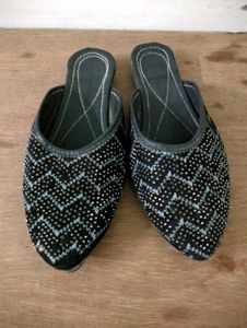 Embellished Black Jutti Style Flats