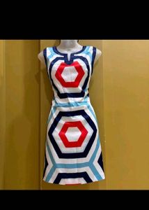 Geometric Print Sleeveless Mini Dress