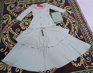 Vishudh Geometric Kurta With Sharara &amp;Dupatta Set