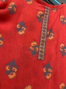 Red Kurta And Plazo Set For Women