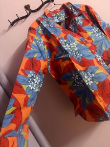 Vibrant Floral Print Button-Up Shirt