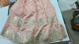 Peach Embroidered Lehenga Skirt