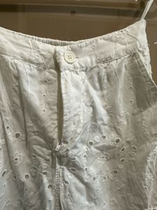Chic White Embroidered Cargo Pants