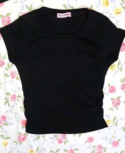 Chic Black Ruched Crop Top