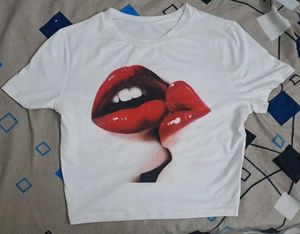 Red Lips Kiss Graphic Baby Tee 💋🤍