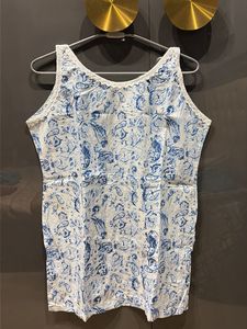 Blue Paisley Print Sleeveless Kurti