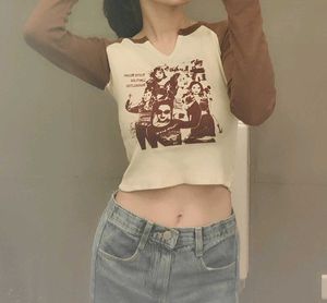 Retro Graphic Print Long Sleeve Top