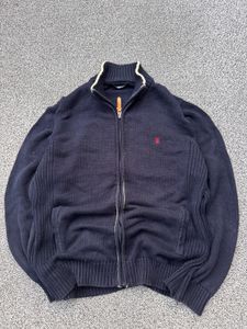 Men's Navy Zip-Up Knit Sweater