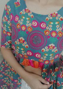 Front Open Multicolour Stylish Long Kurti