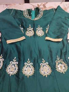 Chanderi silk Gown heavy kundan patches
