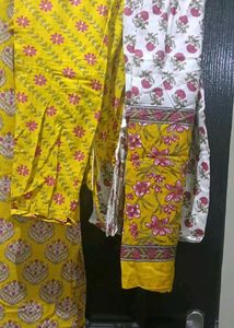 house of patodi Yellow Floral Print Kurta Set