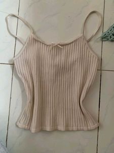 Ribbed Camisole with Bow Detail