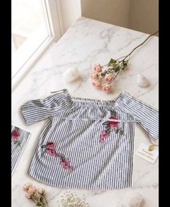 Striped Black And White Boat Neck Top