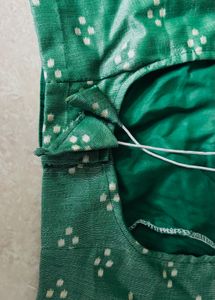 Elegant Green Blouse with White Dots