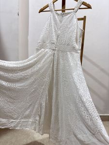 Elegant White Crochet Maxi Dress