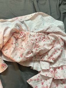 Floral Ruffle Off-Shoulder Crop Top