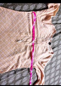 Peach Printed Kurta with White ant