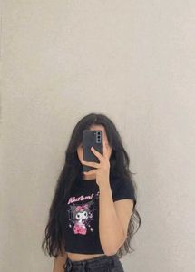 Cute Kuromi Graphic Crop Top