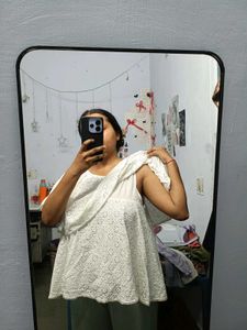 Elegant White Broderie Anglaise Blouse
