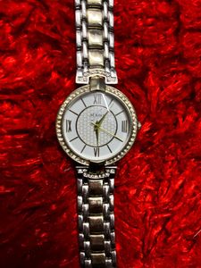 Elegant Two-Tone Watch with Crystal Accents