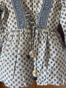 Boho Blue &amp; Beige Print Kurta