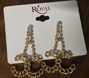 Sparkling Gold Chain Drop Earrings
