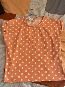 Peach Heart Print crop top