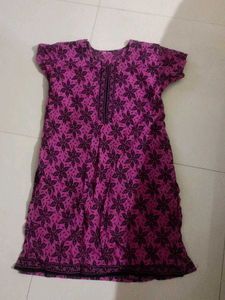 Vibrant Pink Floral Print Kurta