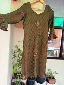 Elegant Olive Kurta with Palazzo Set