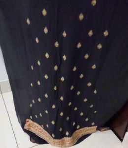 Elegant blue suit material  with Gold Motifs