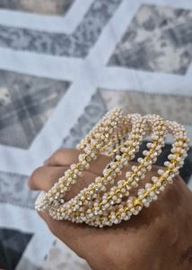 Elegant Beaded Bangles with Rhinestones