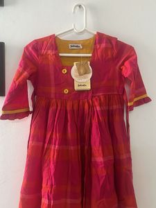 Fabindia Pink Plaid Frock