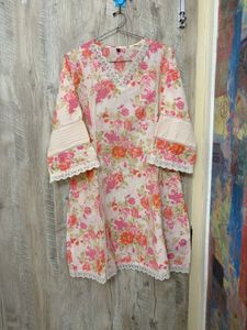 Floral Print Kurta with Lace Trim co ord set
